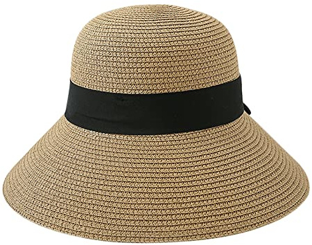 Strohhut Frau Sonnenmütze Adjustable Sonnenhut Sun Hat Sonnenkappe Sonnenblende Sonnenschild Breiter Rand Anti UV Hut Faltbarer Strandhut für Freizeit Reisen