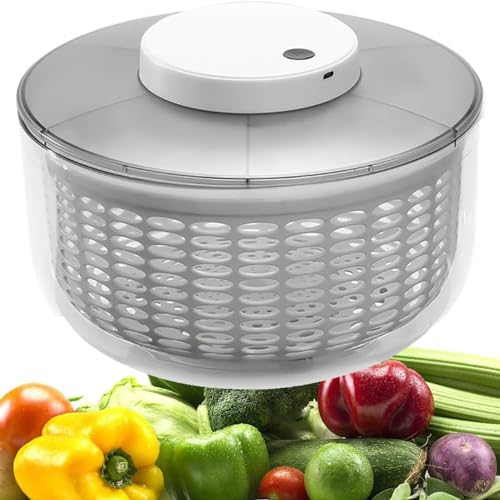 Essoreuse à salade, 4,5 L/6 L, grande capacité, électrique, pour salade, légumes, lave-fruits, égouttoir, passoire, charge USB, essoreuse à laitue, nettoyeur avec bol pour laver, sécher les légumes