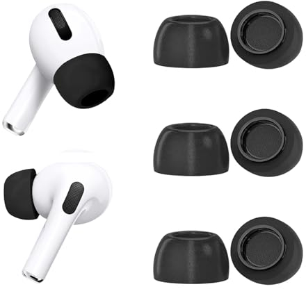 Ersatz-Ohrstöpsel für Airpods Pro mit Loch zur Geräuschreduzierung, Durable 3 Pairs Soft Memory Foma Ear Tips for AirPods Pro Suitable for The Charging (M, Schwarz)