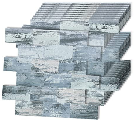 XMTECH 10 Stück Fliesenaufkleber 34 x 29 cm, Badezimmer Fliesenfolie Fliesensticker für Bad Küche, Selbstklebend Wandfliesen, PVC Metro Fliesen Selbstklebend Fliesendekor Geprägte Textur C