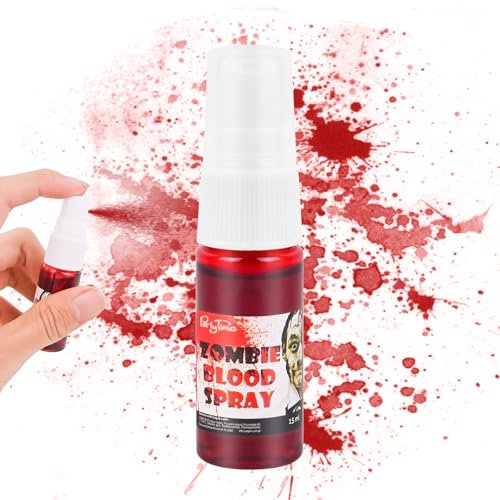 Halloween Kunstblut, Kunstblut Halloween Schminke Make up Karneval, Blutspray Fake Blood Tropfendes Realistisch, Abwaschbar und Sicher, für Halloween, Karneval, Film, Theater, 15ml
