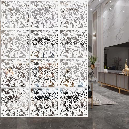 12 Stück Hängender Raumteiler, 40x40cm DIY Raumteiler Bildschirm, Paravent Raumteiler Hängepaneel Raumteiler Trennwand Hängend für Innendekoration Wohnzimmer Esszimmer Schlafzimmer Bar