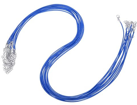sourcing map 10pcs 24 Inch Waxed Necklace Cord, Bulk Necklace String with Clasp 1.5mm Waxed Leather Cord Rope for Jewelry Making DIY Bracelet Pendant,Dark Blue