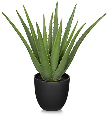 Oairse Planta artificial de 33 cm en maceta, planta artificial de aloe vera en maceta, plantas artificiales de plástico, decoración para salón, balcón, dormitorio, baño, habitación, decoración de mesa