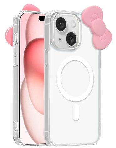 DLIIDCA Niedliches Cartoon-3D-Schleifen-Design, kompatibel mit iPhone 11, Kawaii-lustiges Design, transparent, magnetisch, stoßfest, Schutzhülle für Jungen und Mädchen für iPhone 11 6,1 Zoll 2019