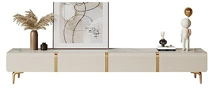 TV-Ständer mit Schieferplatte und cremefarbenem Sideboard, 170,8 cm (70,8 Zoll), mit 4 Schubladen