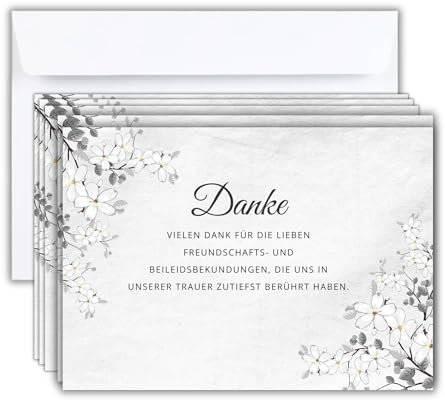 roxisha 25 weiße Karten und Umschläge für Trauerbekundungen | Trauerkarten für Todesfälle, Beerdigungen und Bestattungen | Mattes Qualitätspapier im Postkartenformat (14,8 x 10,5 cm)