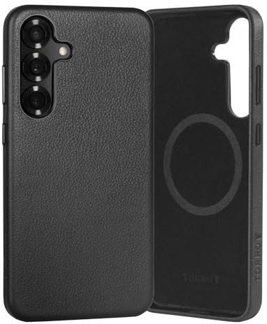 TORRO Hülle Leder Kompatibel mit Samsung Galaxy S25+ Plus 5G 2025 – Echt Leder Hülle Qi2 / MagSafe-Lade Kompatibel, Schlanke Bumper Hülle (Schwarz)