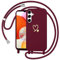 Woijrly Coque pour Samsung Galaxy A14 5G avec Cordon, Étui Housse Motif Or Coeur avec Collier Lanyard Réglable Amovible Mince Souple TPU Silicone Camera Antichoc Lanière Case pour Samsung A14, Rouge