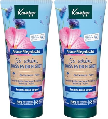 Kneipp Aroma-Pflegedusche So schön, dass es Dich gibt, Duschgel mit natürlichen Extrakten aus Kornblume, Malve und natürlich pflegendem Öl, zartes und geschmeidiges Hautgefühl, 200ml (Packung mit 2)