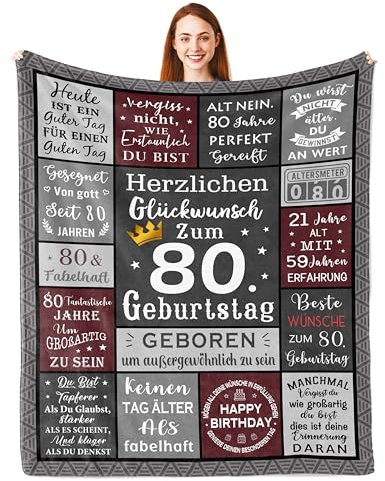 Parcae Geschenke zum 80 Geburtstag Mann, 80. Geburtstag Mann, 1945 Jahrgang Geschenk, Deko 80 Geburtstag Mann, Geschenk 80. Geburtstag Mann Frauen Decke 150x130CM