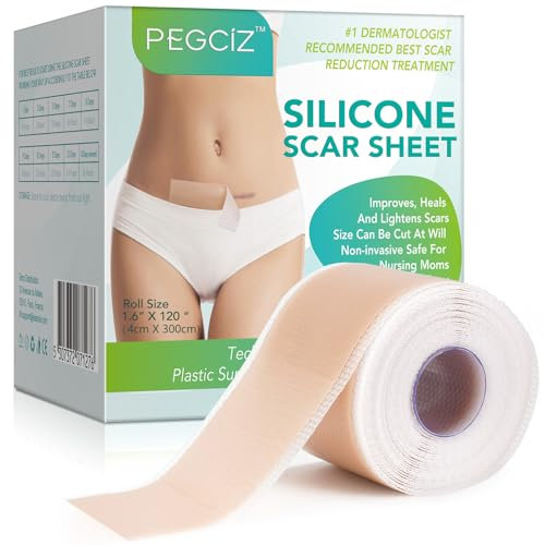 Pansement Silicone Cicatrice Réutilisable – Silicone Scar Sheets Médicales pour Réduction de Cicatrices Après Acné, Brûlures, Césarienne – Efficace sur Cicatrices Anciennes et Récentes, 4CM x 3M