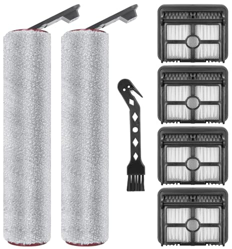 Heykewi Brush Roll Filter Replacement Parts for Dreame H12 Pro FlexReach / H15 Pro Wet and Dry Vacuum Cleaner Accessory Set, 2 Brush Rollers + 4 HEPA Filters + 1 Cleaning Brush