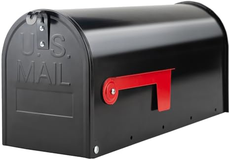 BlissBoard Black Galvanized Steel Outside Mailbox 20 x 8.7 x 6.7 Inches