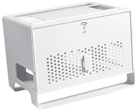 KICHOUSE Abs-Doppelschicht-Router-Container Mit Zwei Abnehmbare Aufbewahrungsbox Für Netzwerkkabelmanagement Schreibtisch Für Zuhause Und Büro Weiß