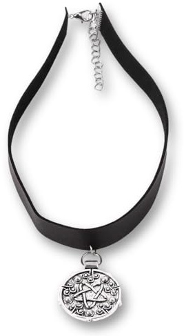 Pidak Collana Choker nero stile fantasy con pendente magico – Collare gotico regolabile in ecopelle, 35+5 cm – Pendente 2,9x3,5 cm