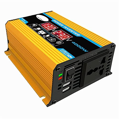 Inversor de Corriente,Inversor 12V a 220V / 110V LED ACTOM Power CONVERTOR CONVERTOR Cargador Adaptador Dual USB Transformer Transformador Modificado ONO SINE(Yellow12v to 110v)