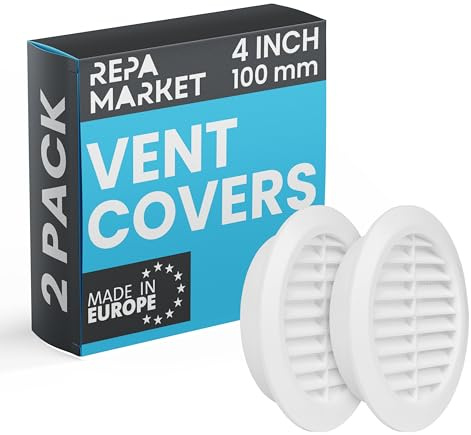 Repa Market 100mm 2 Stück Weiß Rund Lüftungsgitter mit Insektenschutz - Kunststoff Lüftungsrohr Abdeckung für HVAC Heizung, Kühlung, Klimaanlage - Innen/Außen, Garage, Gartenhaus Luftgitter