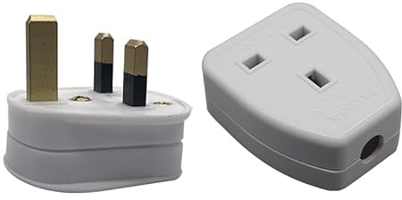 Strhowill UK 3-Pin Plug and Socket Set, UK Plug+UK Socket 1 Set White | 13A 250V AC, Rewireable with Detachable Female Connector, BS1363, Safe Electrical DIY Installation