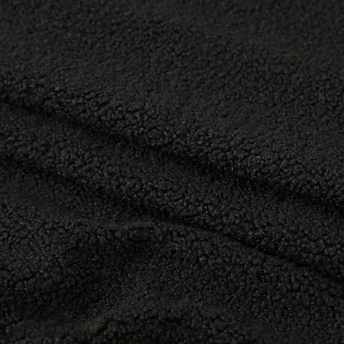 Vayliro 50cm x 160cm Teddyfell Stoff Weich Teddy Samtstoff Plüschstoff Schlingenplüsch Warm Dekostoff Nähstoffe für DIY Sofas Kissen Mäntel Kleidungs Spielzeugstoffe Heimdekoration,Schwarz