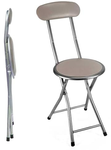 Set 1 Sgabello Pieghevoli - con Seduta Imbottita, Con o Senza Schienale, Struttura in Metallo, Pieghevole, Sistema di Sicurezza, Salvaspazio - Colori Assortiti 30X75 CM