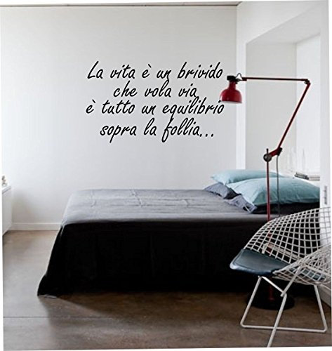 wall stickers Adesivo murale frase La vita è un brivido che vola via - frasi per cameretta, scritte carine,decorazione interni (LARGE 120 CM. X 50 CM. NERO) Adesivo4You.com