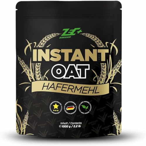 ZEC+ Instant Oats - 1kg, instantisiertes Hafermehl aus Hafervollkornmehl, feine Haferflocken gemahlen, für Shakes, Porridge, Pancakes & Backen, 68 g Kohlenhydrate pro 100 g