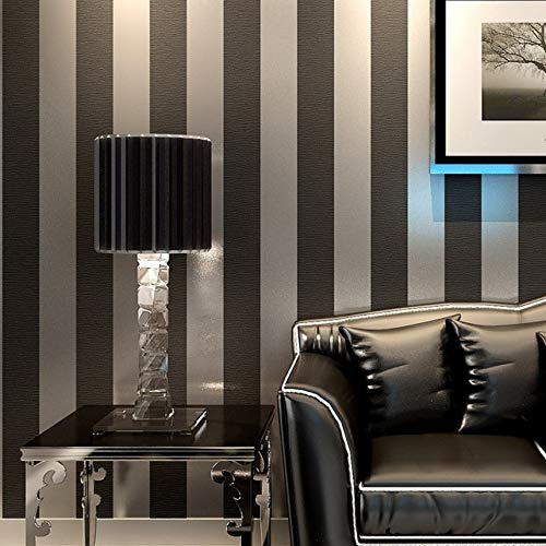 Tapeten Wallpaper Moderne Vertikale Streifen Vliesstoff Tapete für Schwarz-Weiß Wohnzimmer TV Hintergrund Wand Sofa Büro 0,53 * 10 M (Design : A)