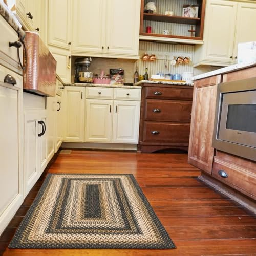 Homespice Kilimanjaro schwarzer Jute-Teppich, rechteckig, 50,8 x 76,2 cm, Schwarz, für Eingangsbereich, Küche, Badezimmer, wendbar, rustikal, Landhaus-Dekor-Teppich