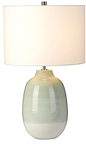 Licht-Erlebnisse Keramik Tischleuchte LYSE in zartem Grün Creme 61cm hoch Klassisch Premium Design Nachttischlampe
