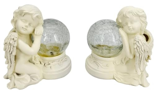 ABC Home | Dekofigur Engel | 2er Set | LEDs | Solarpanel | Lichtsensor