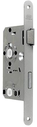 BKS Standard Badezimmer Türschloss mit Vierkant, Falle und Riegel aus Metall, 55/78/8, Stulp: 20 x 235mm abgerundet, DIN Rechts incl. SN-TEC® Montageset