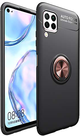 SORAKA Cover per Huawei P40 Lite 4G con anello,Custodia in TPU Morbido Custodia Huawei P40 Lite 4G Ultrasottile con piastra metallica per Supporto Auto Smartphone Magnetico