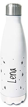 GRAZDesign Trinkflasche Edelstahl personalisiert Name, auslaufsicher Einschulung Geschenk, Thermosflasche Sportflasche Kinder/Erwachsene 500ml Motiv Sterne