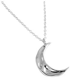 IMINI Collana con Ciondolo a Forma di Luna per Donne e Ragazze in Argento Sterling Semplice e Delicata a Mezzaluna e Mezza Fase di Luna Karma Collana Regolabile Gioielli Martellati Fatti a Mano