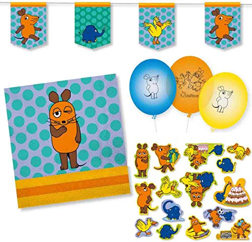 DH-Konzept Die Maus Dekoset // Maus Servietten, Maus Wimpelkette, Maus Konfetti, Maus Ballons // Die Maus Kindergeburtstag