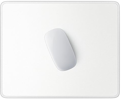 Hsurbtra Mouse Pad, Premium-Textured Square Mousepad 26 x 21 cm, Stitched Edge Anti-Slip Waterproof Rubber Mouse Mat, Pretty Cute Mouse Pad for Office Gaming Laptop Women Kids White