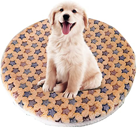 YUPPIE TONE Waschbare Haustiermatte Rundes Haustierdecke Hundedecke Katzendecke für Hund Katze - Gelb Stern 42 * 42cm