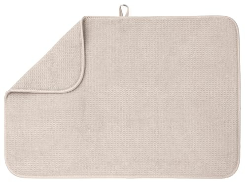XXL Dish Mat 24 x 17 (Largest MAT) Microfiber Dish Drying Mat, Super Absorbent by Bellemain (Light Gray)
