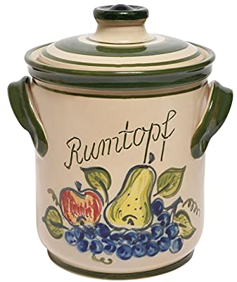 Steinzeug-Schmitt Rumtopf Serie Flora Deutsche Qualität (Inhalt 3 Ltr. - Obstmotiv)