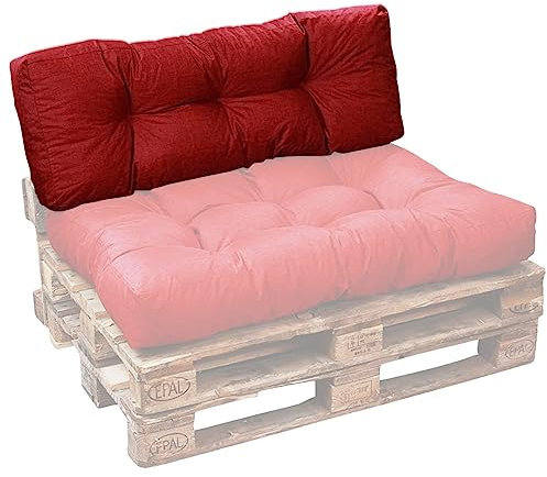 bananair - Palettenkissen Outdoor 120 x 40 cm Bequem - Robuster, UV-beständiger & Wasserabweisender Stoff - Ideal für Europaletten, Palettenmöbel, Palettensofa (Rückenkissen, 120 x 40 cm, ​​Rot)