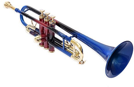 Sound SAGA trumpet BB stigning, premiumkvalitet inklusive munstycke och bärväska (blå flerfärgad)