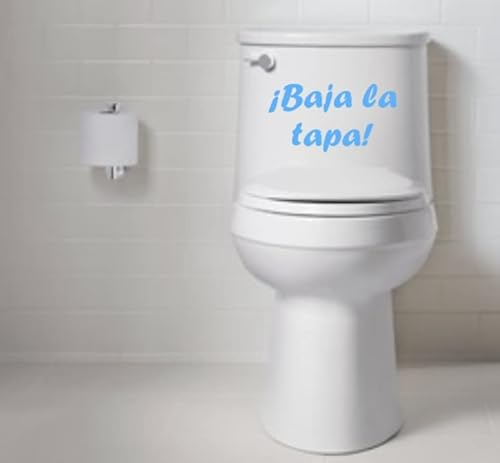 Desconocido Vinilo de Corte Pegatina ¡Baja la Tapa! para WC 25x13cm (Azul Claro)