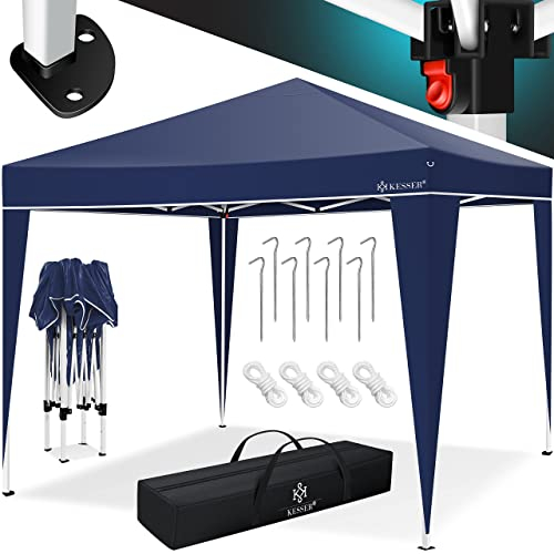 KESSER® Pavillon Faltpavillon 3x3m | Pop-Up Gartenpavillon Höhenverstellbar Stabil Wasserdicht Winterfest | Partyzelt Festzelt UV-Schutz 50+ inkl. Tasche mit Rollen & Bodenanker | Blau