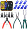 Swpeet 10Pcs Fuel Line Pliers Quick Release Remover Assortment Kit, 9 Inch Fuel Filter Caliper, 4 in 1 Snap Ring Pliers, Hose Pipe Clamp Clip Plier and AC Fuel Line Disconnect Tool Set