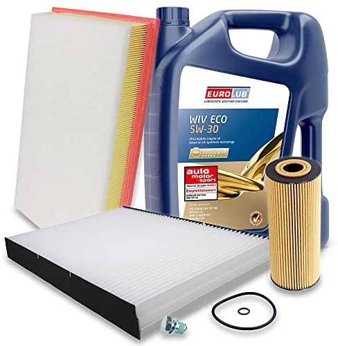ATEC Germany Inspektionspaket Filterset 1x Ölfilter; 1x Luftfilter; 1x Innenraumfilter; 1x Ölablassschraube; 1x Motoröl 5W-30 5l, KOMPATIBEL MIT - AUDI A3, SKODA OCTAVIA 1, VW BORA, GOLF 4, NEW BEETLE