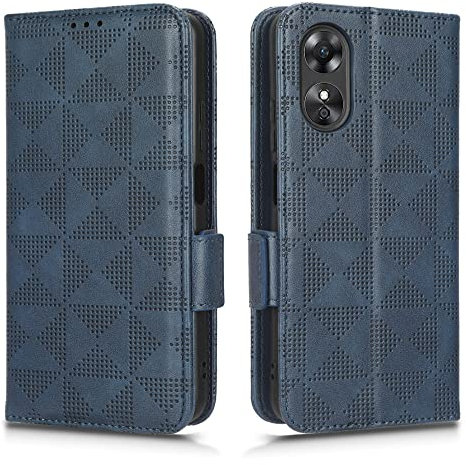 HAOYE Coque pour Oppo A17, Cuir Etui Premium PU + TPU Housse Folio Flip Case Portefeuille ave [Magnétique] [Porte Cartes] [Stand Fonction], Bleu