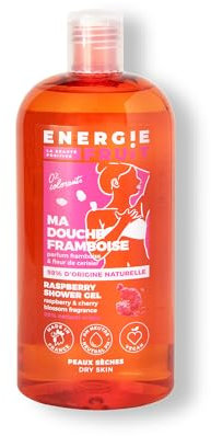 ENERGIE FRUIT | Gel Douche pH Neutre | Framboise & Fleur de Cerisier | Peaux Sèches | Vegan | 500ML