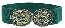 QUEEN HELENA Cinturón Elástico Mujer CI014 Verde, Talla única