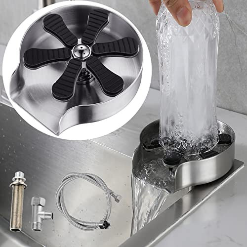 Eroshoo Lavabicchieri Lavandino, Lavello da Cucina Sciacquatrice, Lavabicchieri da bar, Lava Bicchieri Lavandino Accessori per la Cucina, Bar, Ristorante e Caffè, Bottle Washer,Argento